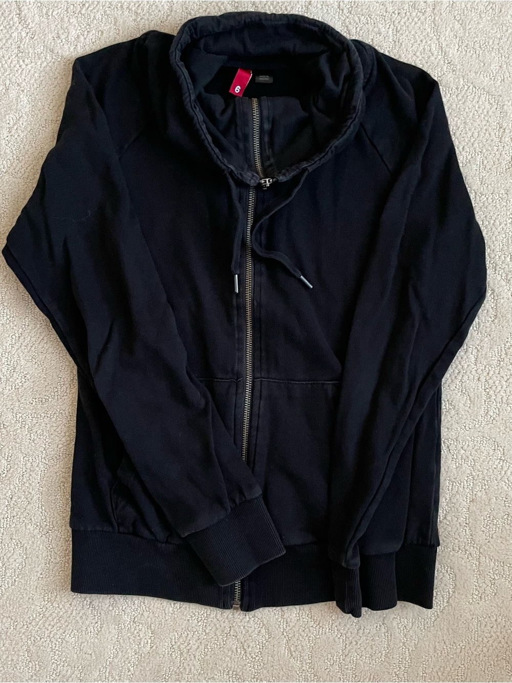 Women's Black Zip-Up Windbreaker Jacket. Size 6